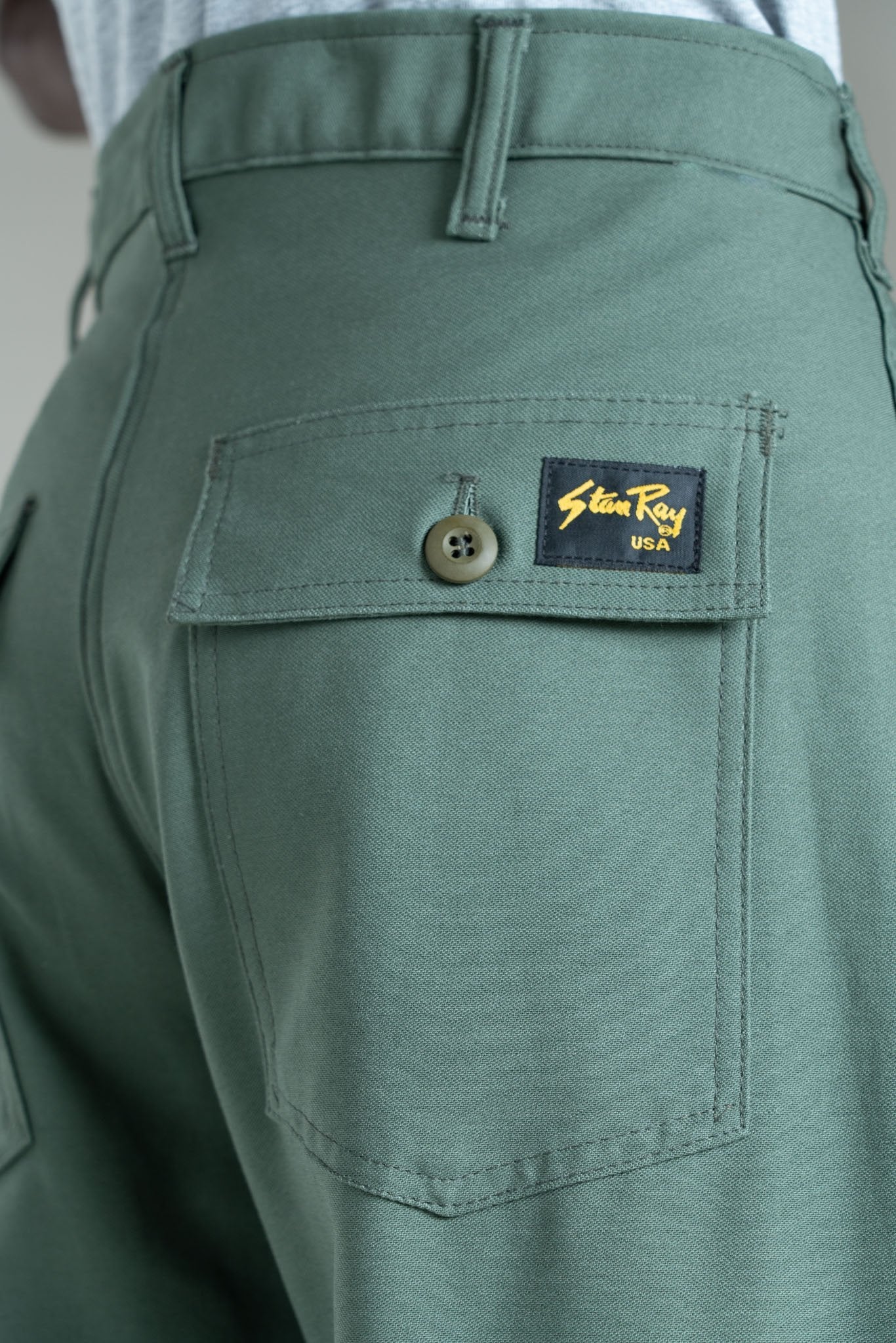 Stan Ray USA Slim Fatigue in Olive Sateen | Brass Tacks